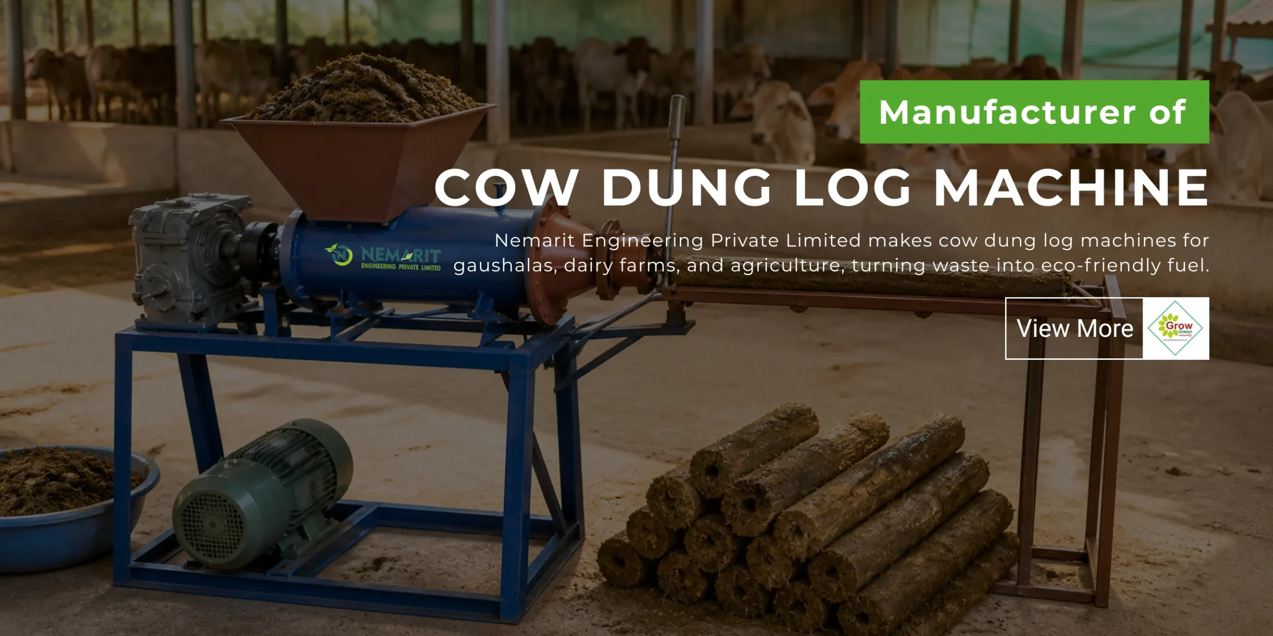 Cow Dung Log Machine Banner